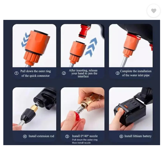 Ornelo High Pressure Water Gun for Car Wash Bike Washing Cleaning(Double_Battery) Spray Gun - Image 3