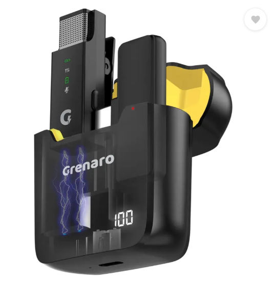 Grenaro Mic For Youtube, Mike For Vlogging,Video Maker, Wireless Mic with Charging Case Microphone