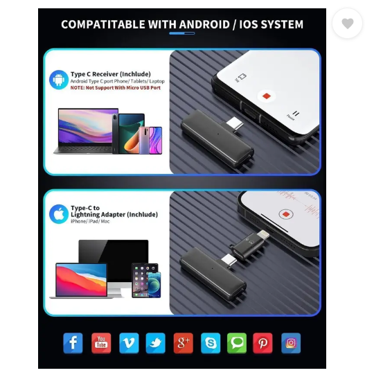 Grenaro Mic For Youtube, Mike For Vlogging,Video Maker, Wireless Mic with Charging Case Microphone - Image 4