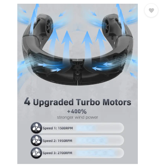 HiRobot F029 Portable Neck Fan -5200mAh Foldable Bladeless Cooling Fan USB Fan (Black) - Image 2