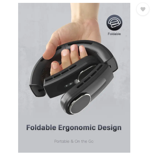 HiRobot F029 Portable Neck Fan -5200mAh Foldable Bladeless Cooling Fan USB Fan (Black) - Image 4